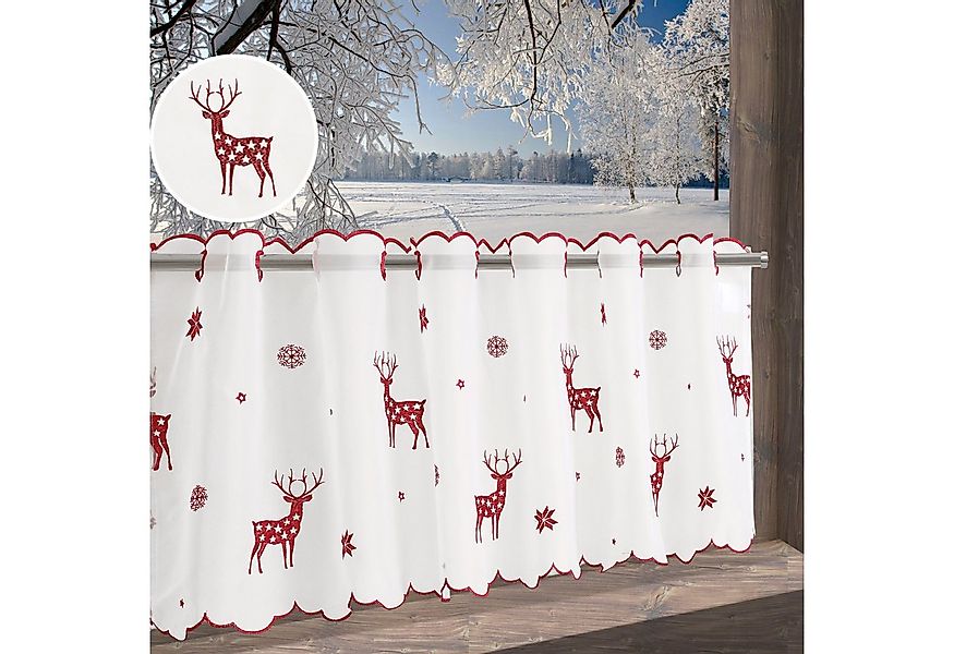 my home Scheibengardine Elch (1 St), Durchzuglöcher, transparent, Voile, Mi günstig online kaufen