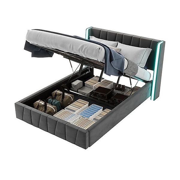 LVHOM Boxbett 140x200cm/160x200cm Trapez-Muster, Einzigartigen Design Bettg günstig online kaufen