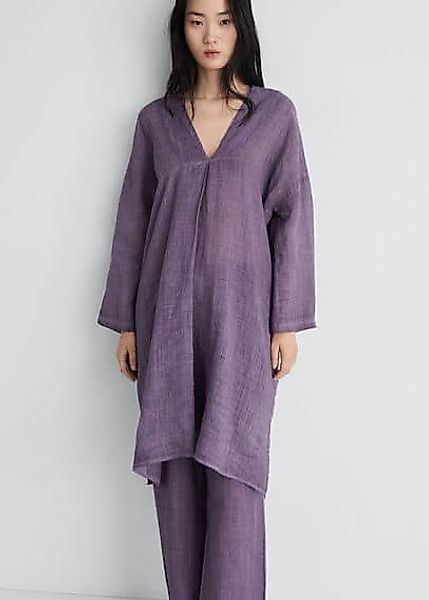 Kaftan aus Ramiebast mit Overdyed-Design günstig online kaufen