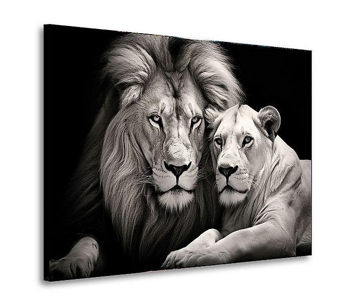 Artedinoi Leinwandbild Löwe und Löwin schwarz weis Leinwandbild Wandbild Ku günstig online kaufen