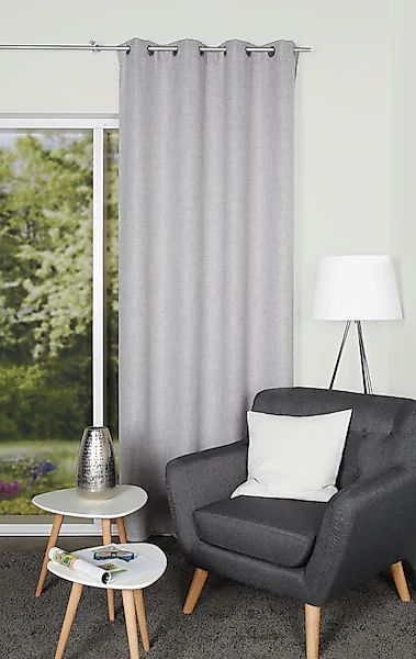 HOME WOHNIDEEN Gardine »LINORA« Ösen 1 Stk. tlg. DEKO, LEINENSTRUKTUR, UNI, günstig online kaufen