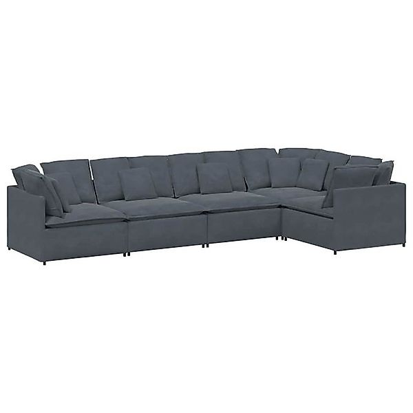 vidaXL Sofa Modulares Sofa mit Kissen Samt Dunkelgrau günstig online kaufen