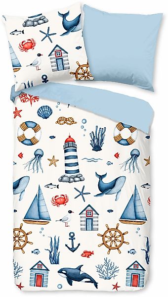 good morning Kinderbettwäsche "Ahoy" 2 Stk. 100% Baumwolle, Reißverschluss, günstig online kaufen