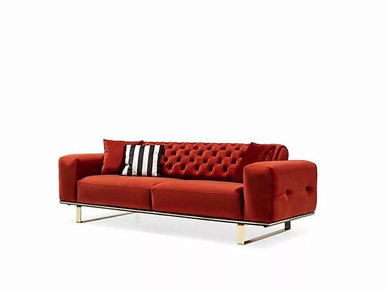 JVmoebel Sofa Dreisitzer Chesterfield Sofa 3 Sitzer Sofas Rot Stoff Wohnzim günstig online kaufen