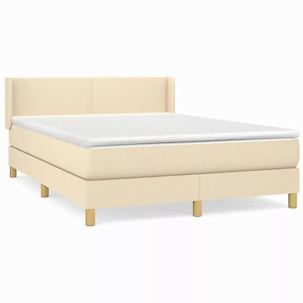 vidaXL Boxspringbett, Boxbett mit Matratze Creme 140x200 cm Stoff günstig online kaufen