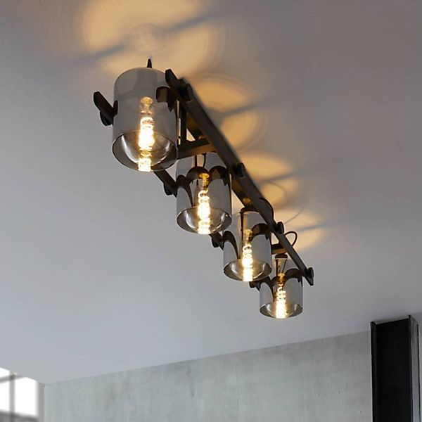 EGLO LED Deckenleuchte »HORNWOOD 2 Deckenlampe - Stahl, Holz - E27 - 4X40W günstig online kaufen