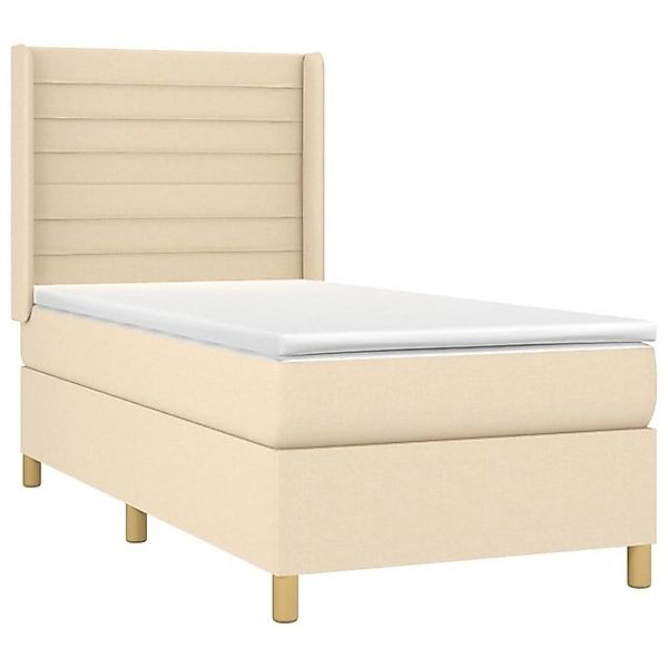 vidaXL Boxspringbett, Boxbett mit Matratze Creme 80x200 cm Stoff günstig online kaufen