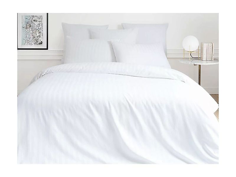 Bettwäsche - 220x240 cm + 2 Kissenbezüge 63x63 cm - Satin - Weiß - ABILY günstig online kaufen