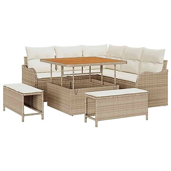vidaXL Garten-Sofa-Set 8-Tlg Beige Poly Rattan 3362256 günstig online kaufen