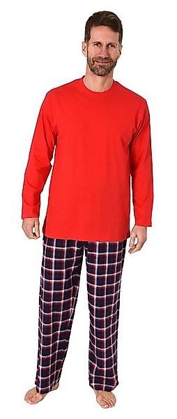 Normann Pyjama Herren Schlafanzug lang, Pyjama mit Flanell-Hose in Karo-Opt günstig online kaufen