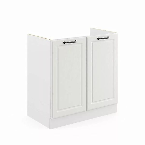 Livinity® Spülenunterschrank R-Line, Weiß Landhaus/Weiß, 80 cm, AP Anthrazi günstig online kaufen