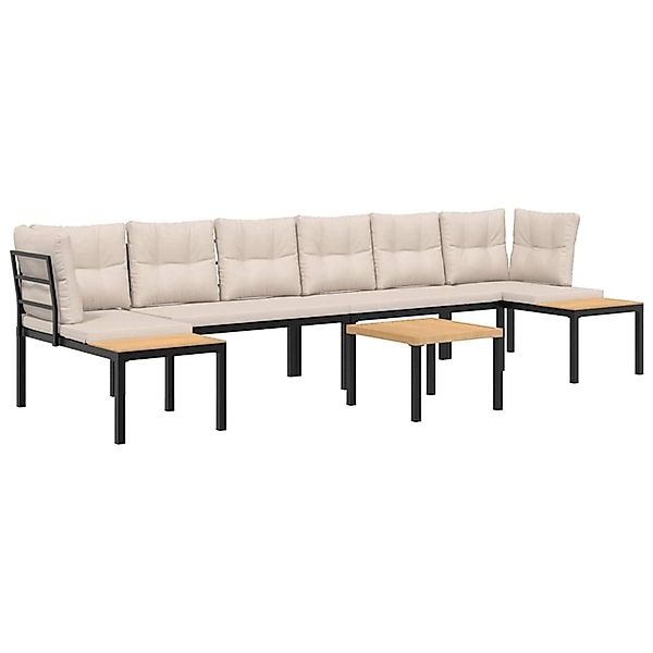 vidaXL 5-Tlg Garten-Sofagarnitur mit Kissen Schwarz Stahl 3283663 günstig online kaufen