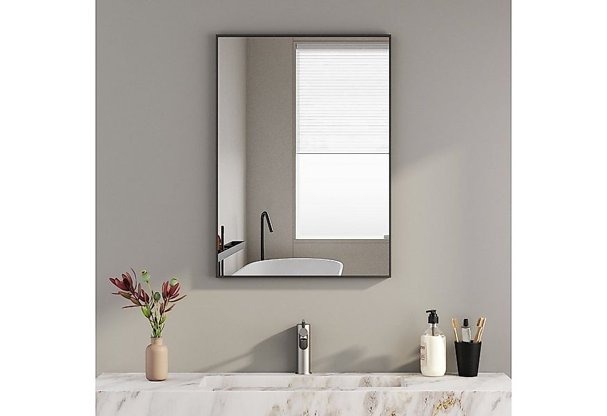 Boromal Wandspiegel Spiegel Schwarz Rechteckig Wand mit Rahmen eckig / abge günstig online kaufen