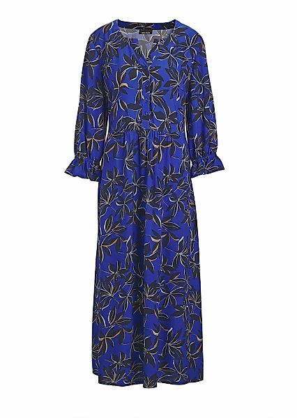 GOLDNER Sommerkleid "Kurzgröße Viskosekleid mit V-Ausschnitt" Blätter-Dessi günstig online kaufen