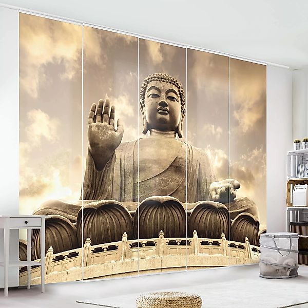 Schiebegardine Set Großer Buddha Sepia günstig online kaufen