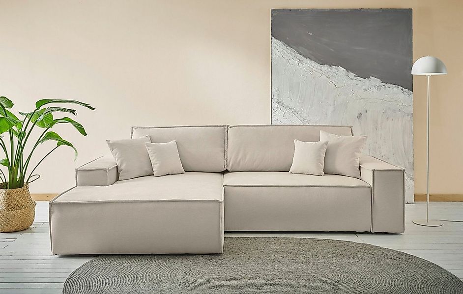 OTTO home Ecksofa FINNLEY, L-Form 257 cm, Schlafsofa, mit Bettkasten, in Bo günstig online kaufen