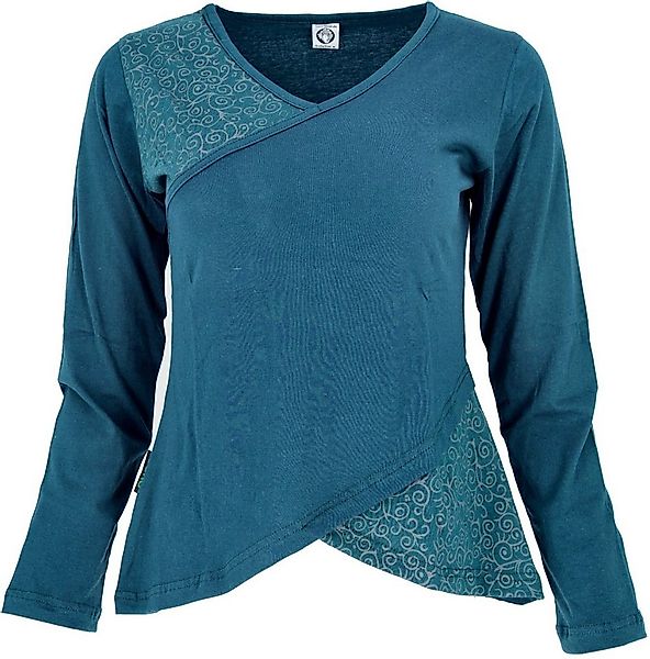 Guru-Shop Longsleeve Langarmshirt Boho-chic - blau alternative Bekleidung günstig online kaufen