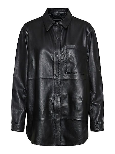 VERO MODA Soft Leather Long Sleeved Shirt Damen Schwarz günstig online kaufen