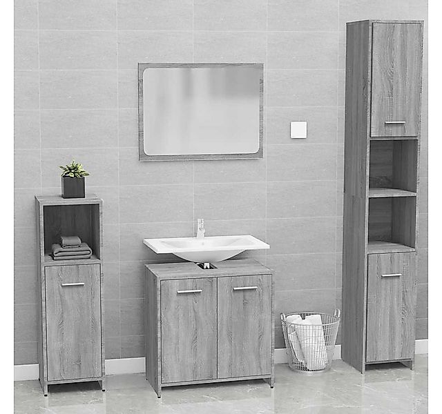 vidaXL Badmöbel-Set, Badmöbel-Set Grau Sonoma Holzwerkstoff günstig online kaufen