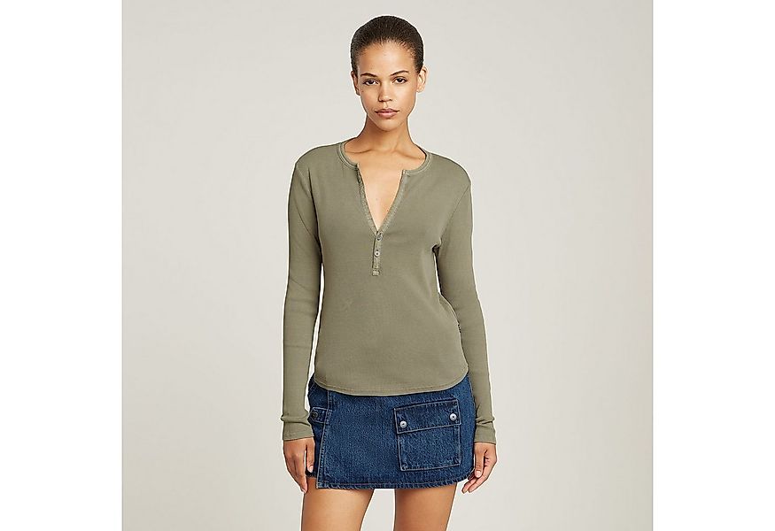 G-STAR Langarmshirt Deep v slim mit Knopfverschluss günstig online kaufen