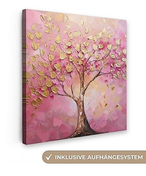 OneMillionCanvasses® Leinwandbild Baum - Rosa - Gold - Modern, Fotodruck (1 günstig online kaufen