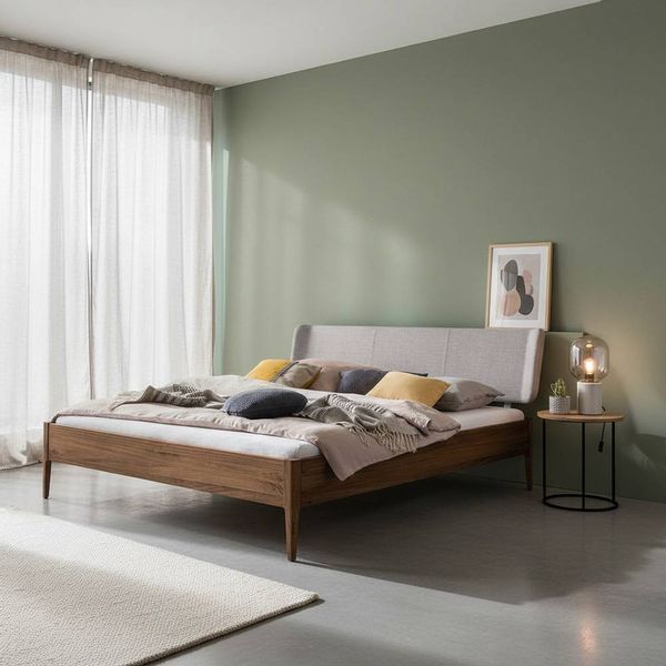 Bett Nussbaum geölt 140x200 in modernem Design 216 cm tief günstig online kaufen