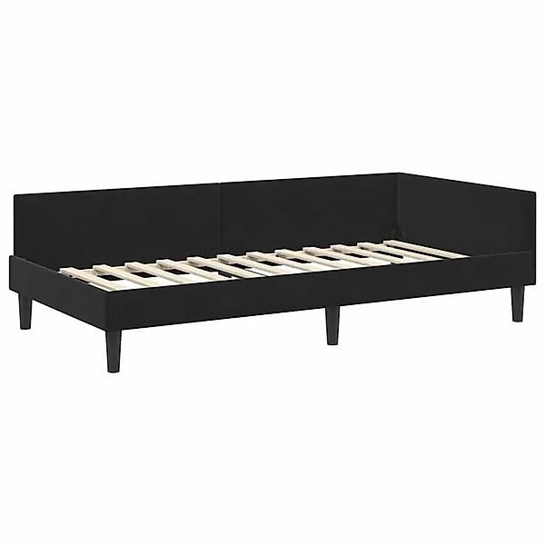 vidaXL Eckbettgestell mit Kopfteil Schwarz 90 x 200 cm Stoff 42016159 günstig online kaufen