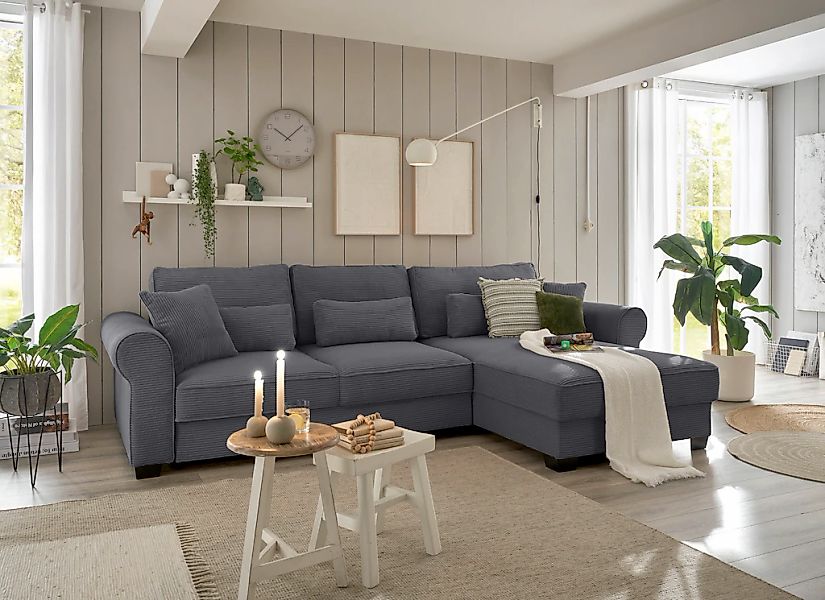 ED EXCITING DESIGN Ecksofa "Angelina L-Form", mit Bettfunktion, Bettkasten günstig online kaufen