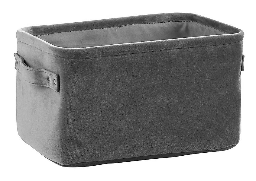 Home4You Aufbewahrungskorb, Grau, Samt, mit Tragegriffen, günstig online kaufen