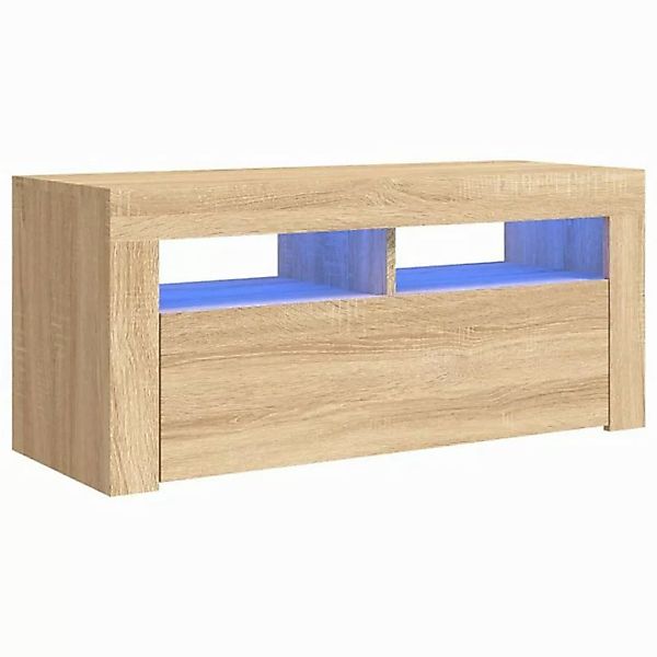 vidaXL TV-Schrank TV-Schrank mit LED Leuchten Sonoma Eiche 90x35x40 cm Lowb günstig online kaufen