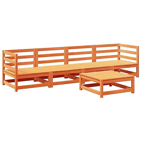 vidaXL 5-Tlg Garten-Sofagarnitur Wachsbraun Massivholz Kiefer 3299280 günstig online kaufen