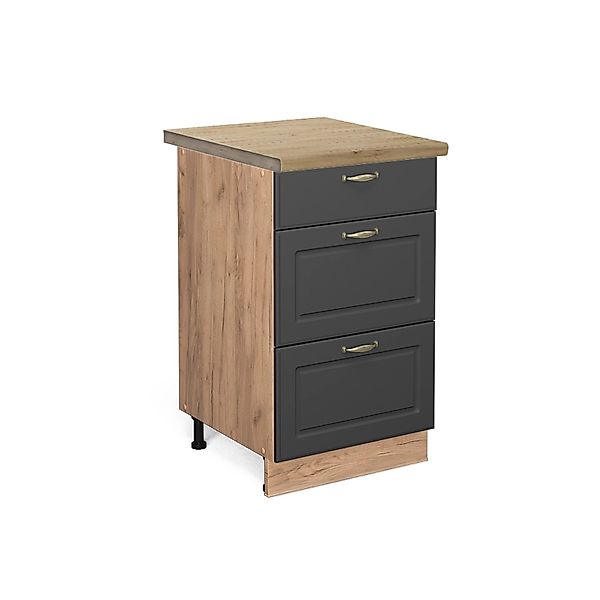 Vicco Küchenunterschrank Fame-Line Anthrazit-Gold/Goldkraft Eiche 50 cm AP günstig online kaufen