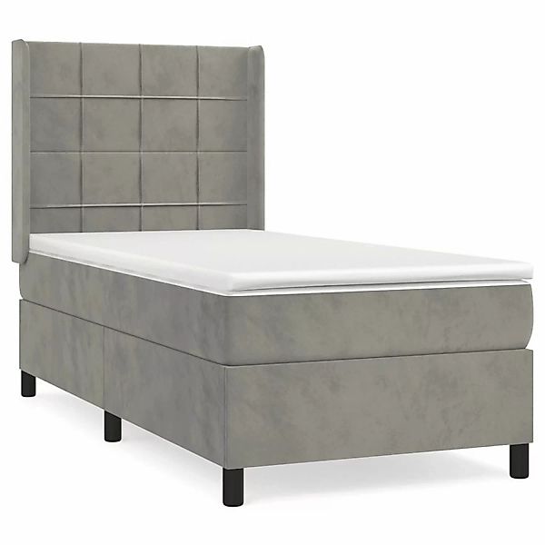 vidaXL Boxspringbett mit Matratze Hellgrau 100x200 cm Samt1400331 günstig online kaufen