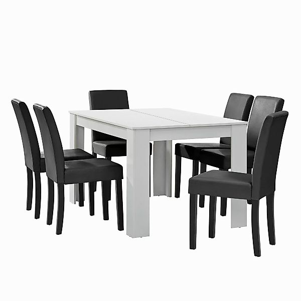 en.casa Essgruppe, (7-tlg., Esstisch mit 6 günstig online kaufen