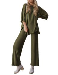 LUCKZON Pyjama Zweiteiler für Damen vorder günstig online kaufen