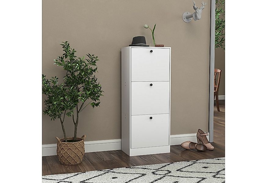 HOMCOM Schuhkipper Schuhkipper mit 3 Klappen, Verstellbar Trennwand (Schmal günstig online kaufen