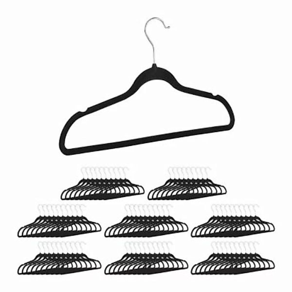 relaxdays 80 x Kleiderbügel Samtüberzug schwarz günstig online kaufen