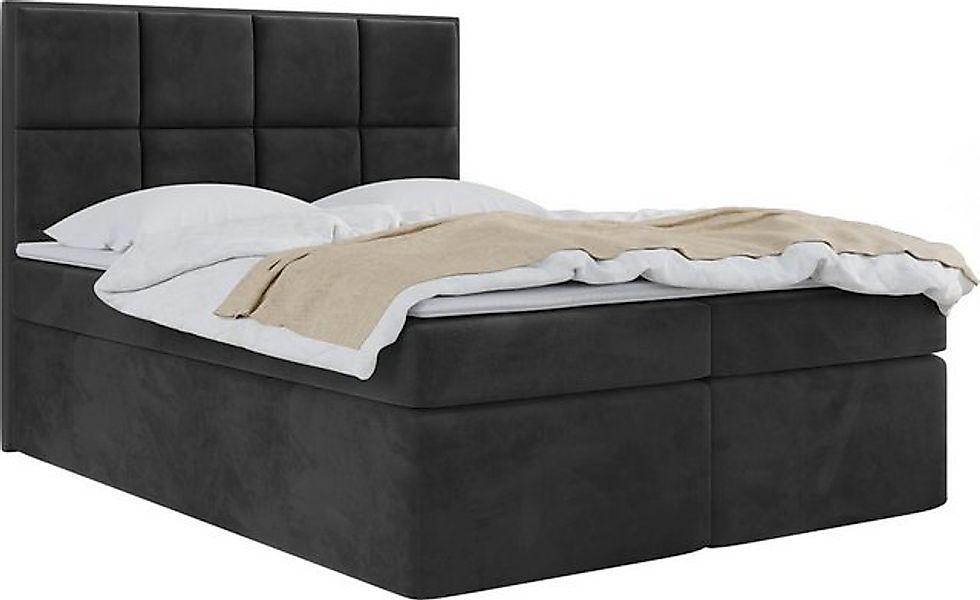 WFL GROUP Boxspringbett mit Topper MAXIMO, Samt Doppelbett mit Bettkasten günstig online kaufen