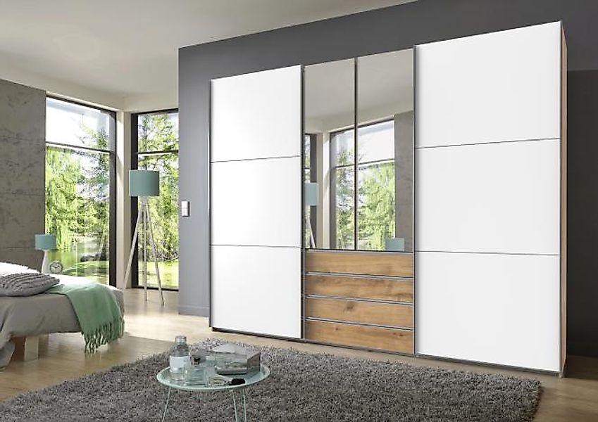 Kleiderschrank 4trg mit 2 Spiegel MAGIC von FRESHTOGO Braun günstig online kaufen