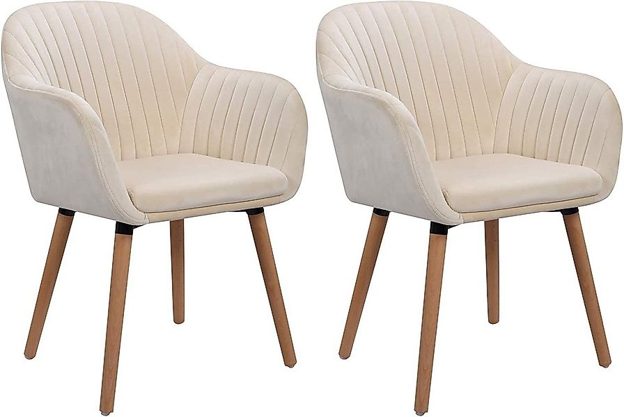 Woltu Esszimmerstuhl (2 St), Wohnzimmerstuhl mit Armlehne aus Samt Massivho günstig online kaufen