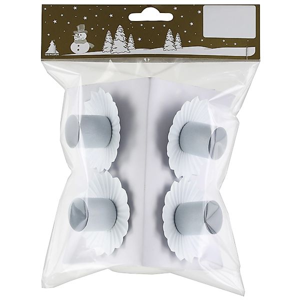 Weihnachts-Deko Kerzenhalter aus Metall Ø 6 cm Weiß 4 Stück günstig online kaufen