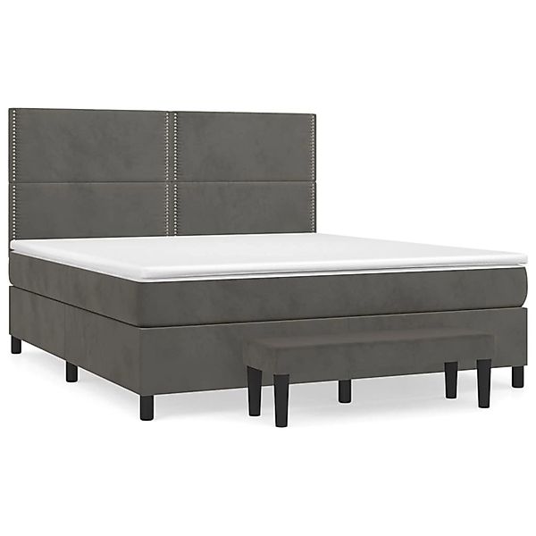 vidaXL Boxspringbett mit Matratze Dunkelgrau 160x200 cm Samt1350444 günstig online kaufen