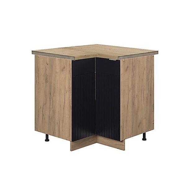 Vicco Eckunterschrank Fame-Line, Schwarz gestreift/Goldkraft Eiche, 80.5 cm günstig online kaufen