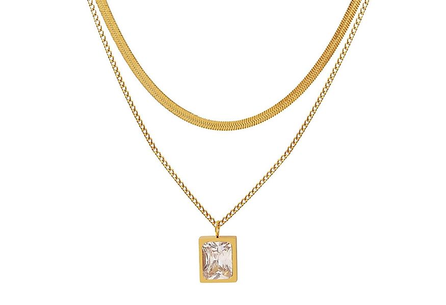 GOLDKLEIN Kette mit Anhänger doppelte Edelstahl Kette vergoldet Schmuck mit günstig online kaufen