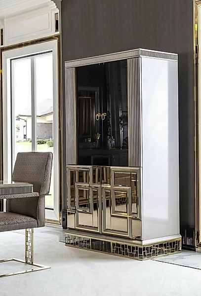 JVmoebel Vitrine Vitrine Grau Esszimmer Luxus Möbel Metall Holz Design Schr günstig online kaufen