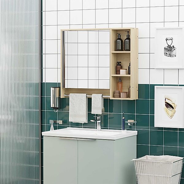 kleankin Spiegelschrank  Badschrank mit offenen Fächern, Hängeschrank aus S günstig online kaufen