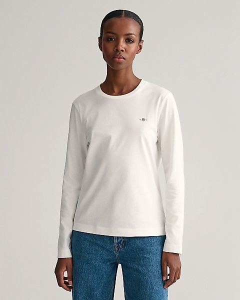 Gant Langarmshirt "REG SHIELD LS T-SHIRT", kleine Logostickerei auf der Bru günstig online kaufen