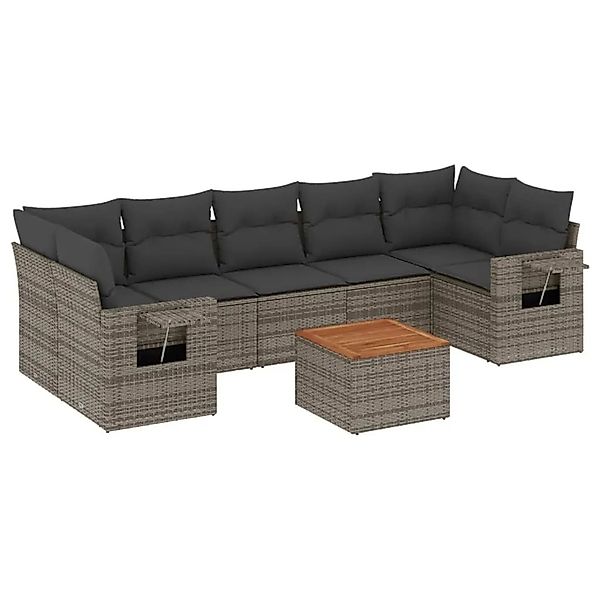 vidaXL 8-Tlg Garten-Sofagarnitur mit Kissen Grau Poly Rattan 3224478 günstig online kaufen