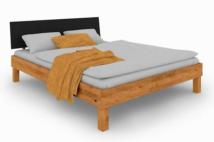 Natur24 Einzelbett Bett Zigo 2 Wildeiche 90x200 Kopfteil aus MDF Schwarz un günstig online kaufen