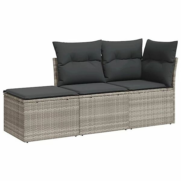 vidaXL 3-tlg Garten-Sofagarnitur mit Kissen Hellgrau Poly Rattan Modell 1 günstig online kaufen